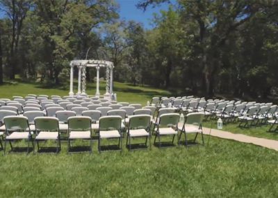 Outdoor wedding Gazebo and chairs set up and ready for wedding