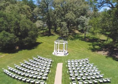 Outdoor wedding Gazebo and chairs set up and ready for wedding