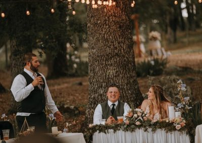 Giving thanks to the Bride and Groom at outdoor wedding reception