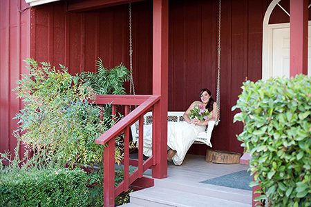 Bride enjoying her stay at the Rough and Ready Vineyards VRBO