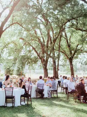 Wedding reception on the grounds of the Rough & Ready Vineyards. Photo by Athena Kalindi Photography