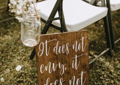 Wedding sign by chair