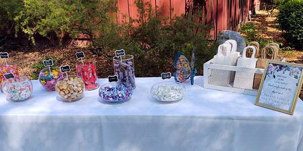 A candy buffet at a recent Rough & Ready Vineyards wedding