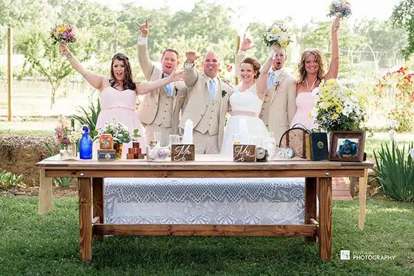 wedding party celebrating