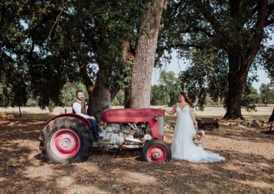 Bride and Groom at Antique Tractor