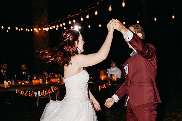 Bride and groom first dance spin