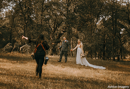 Kayla of Ashton Imagery photographs a bride and groom at the Rough and Ready Vineyards