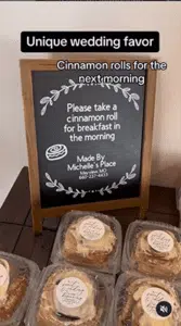 Screen shot of Eagle Bluff Events' Instagram Reel showing breakfast wedding favors