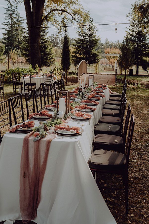 Beautifully decorated wedding table