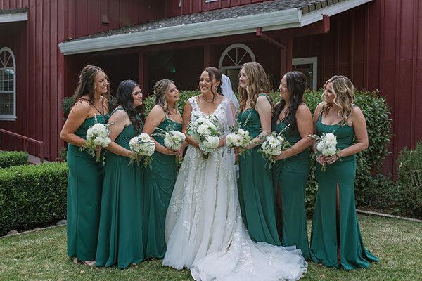 The bride and her bridesmaids