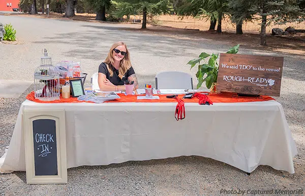 wedding-fair Greeter at Rough & Ready Vineyards wedding expo. Photo by Captured Memories