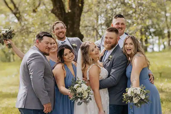 bridal-party-dt Danielle and Tim having fun with their wedding party