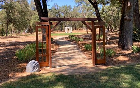 Wedding arch with glass doors ready to be decorated