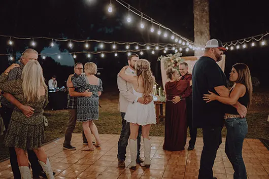 Guests dancing at a Nevada County wedding venue