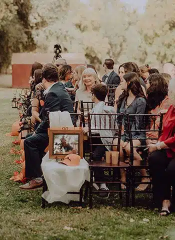 Wedding ceremony seat reserved for a loved one who passed