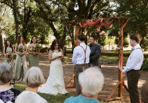 a bride reading her vows after planning a wedding in northern California