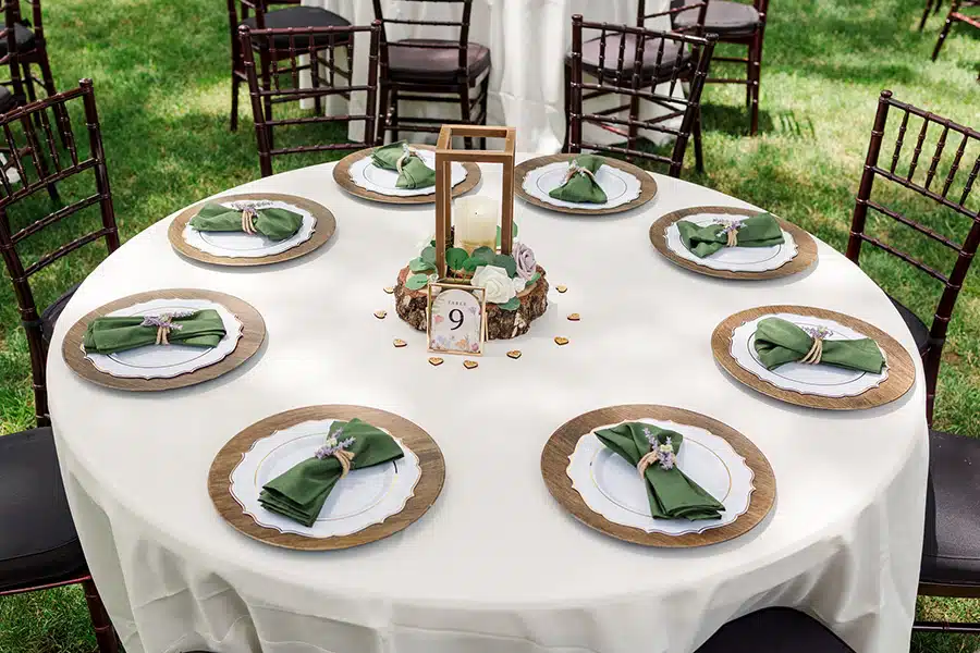 table-kt Table settings for Kaylee and Tuff's wedding guests