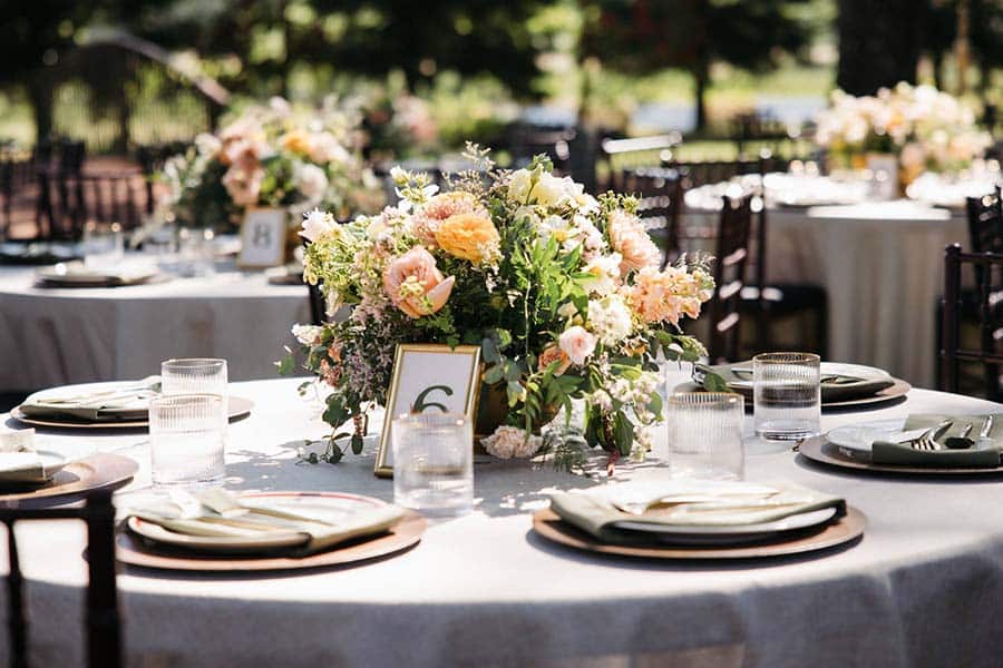 table setting at Rough & Ready Vineyards reception table setting at Rough & Ready Vineyards reception