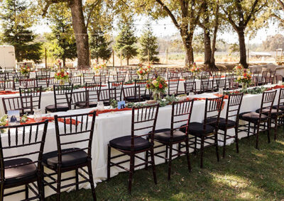 Wedding reception tables and chairs ready for guests