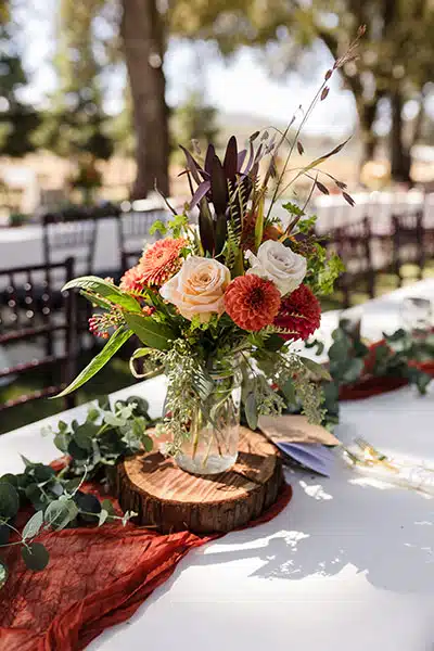 Beautiful table setting at Nevada County wedding venue Rough and Ready Vineyards